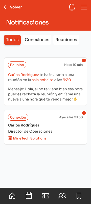 Pantalla de notificaciones de MMH