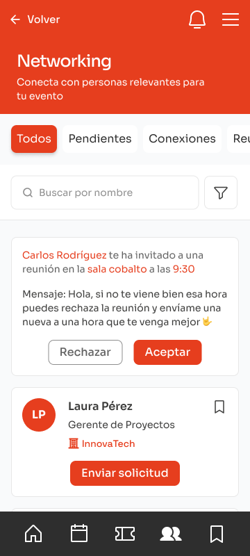 Pantalla de networking de MMH